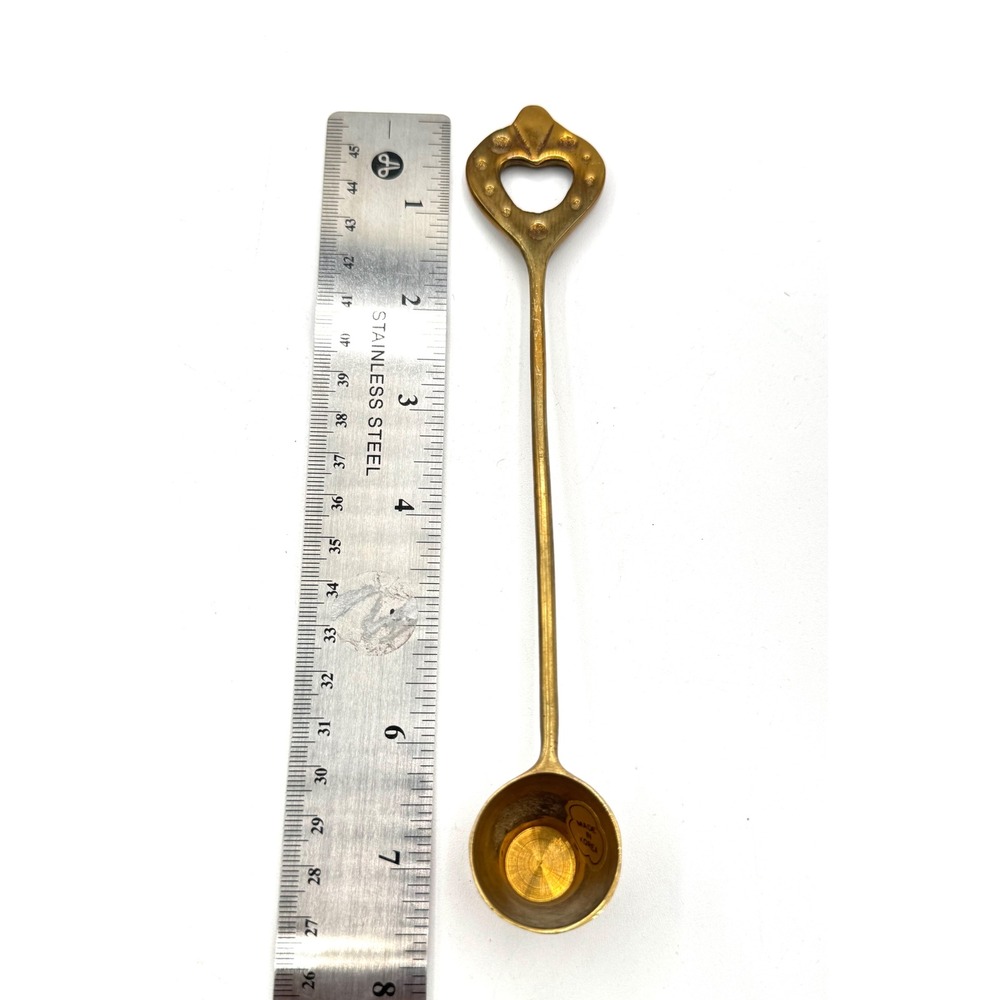 Vintage Solid Brass Heart Handle Measuring Spoon Long Coffee Scoop Made in Korea - Picture 6 of 6